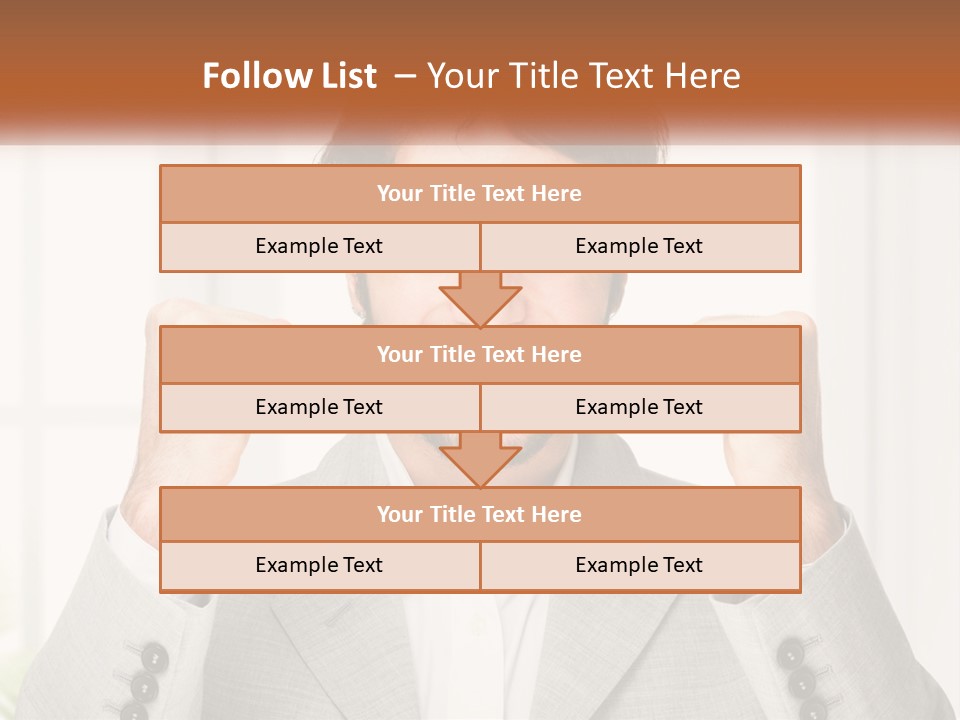 A Man In A Suit Is Holding His Fists Up PowerPoint Template