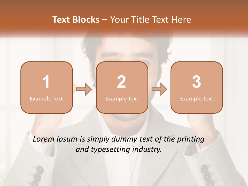 A Man In A Suit Is Holding His Fists Up PowerPoint Template
