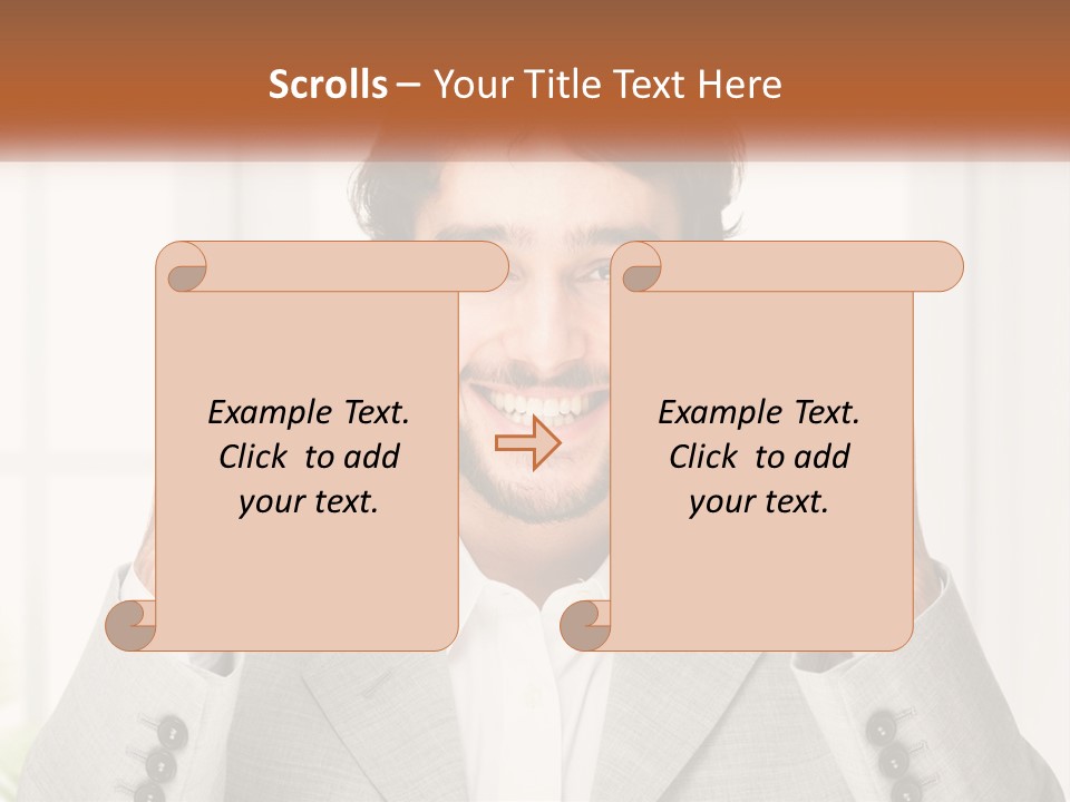 A Man In A Suit Is Holding His Fists Up PowerPoint Template