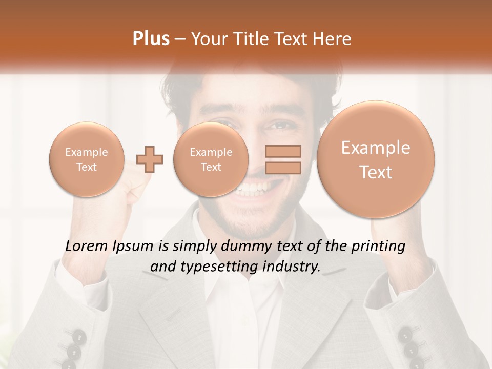 A Man In A Suit Is Holding His Fists Up PowerPoint Template