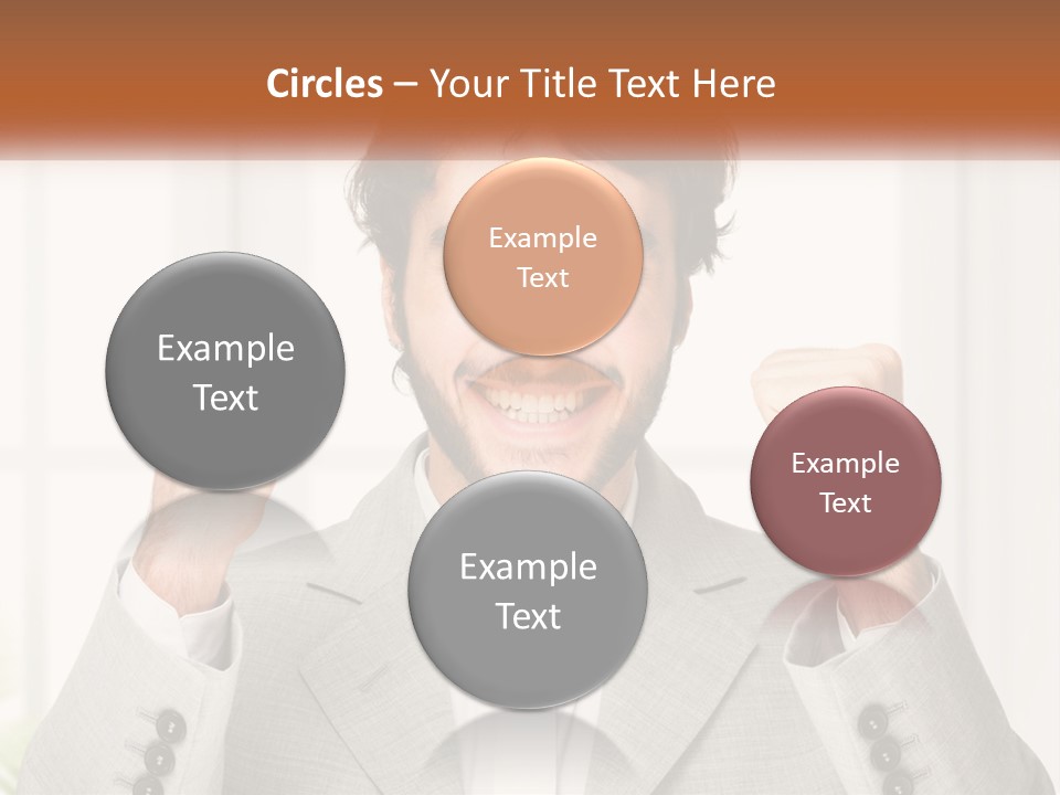 A Man In A Suit Is Holding His Fists Up PowerPoint Template