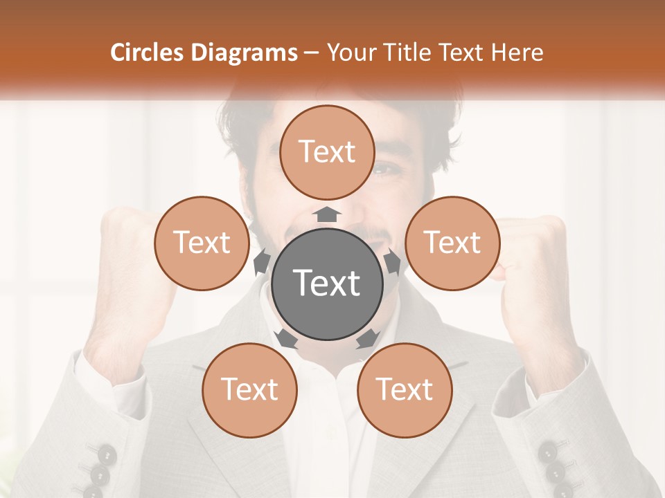 A Man In A Suit Is Holding His Fists Up PowerPoint Template