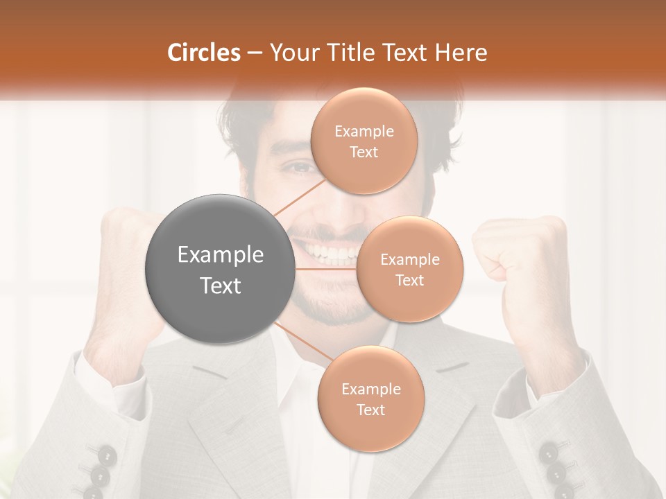 A Man In A Suit Is Holding His Fists Up PowerPoint Template