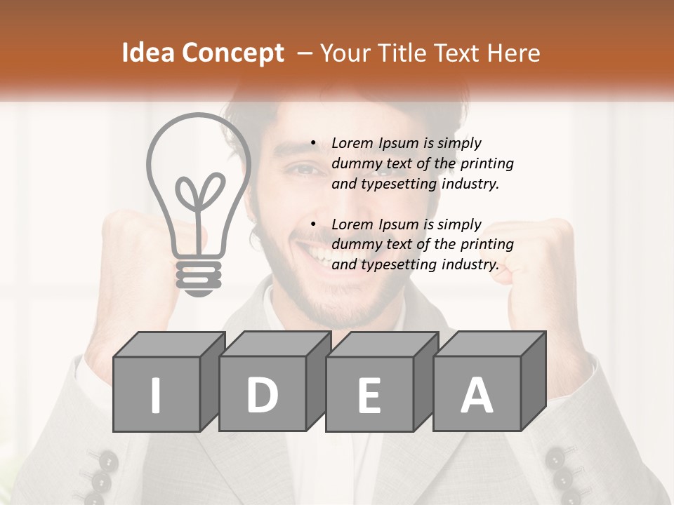 A Man In A Suit Is Holding His Fists Up PowerPoint Template