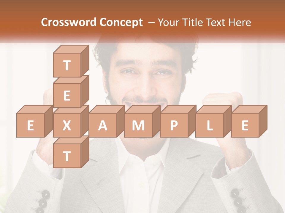 A Man In A Suit Is Holding His Fists Up PowerPoint Template