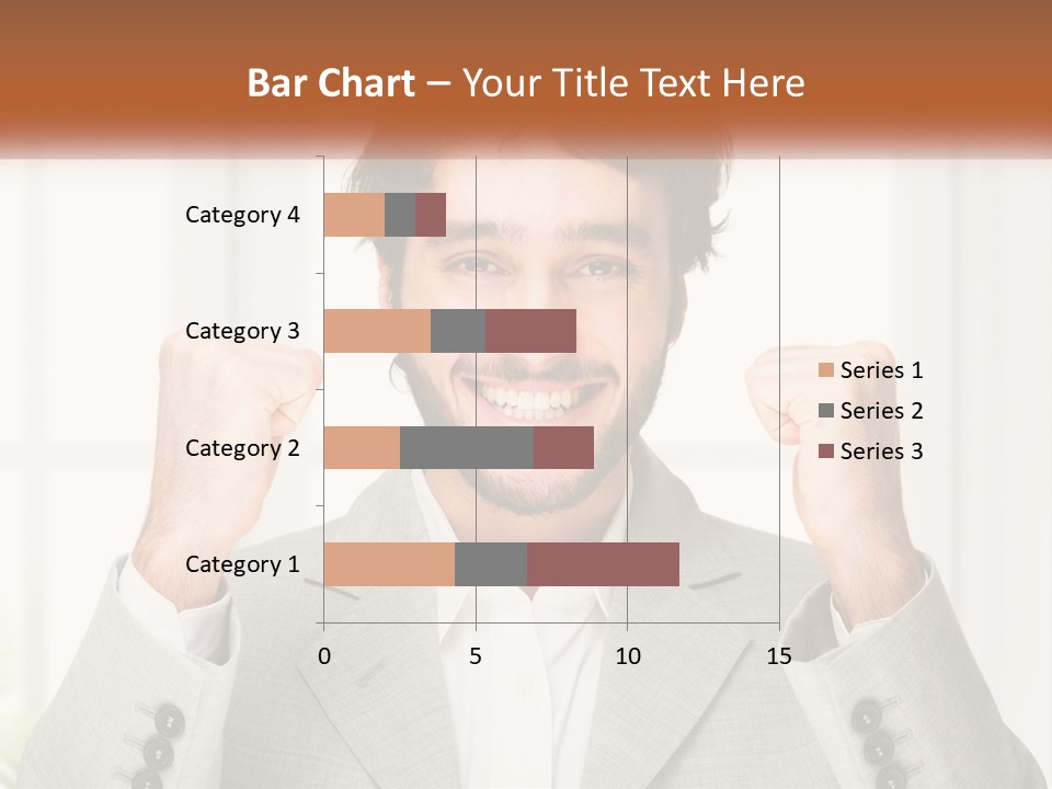 A Man In A Suit Is Holding His Fists Up PowerPoint Template