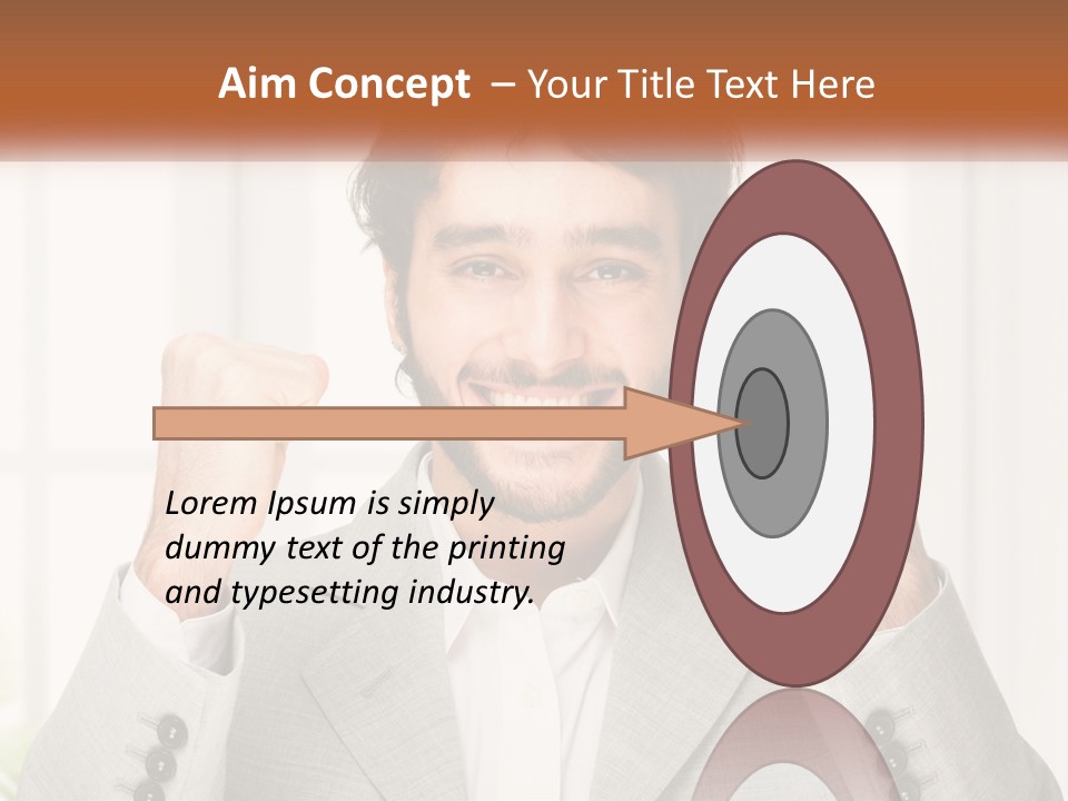 A Man In A Suit Is Holding His Fists Up PowerPoint Template