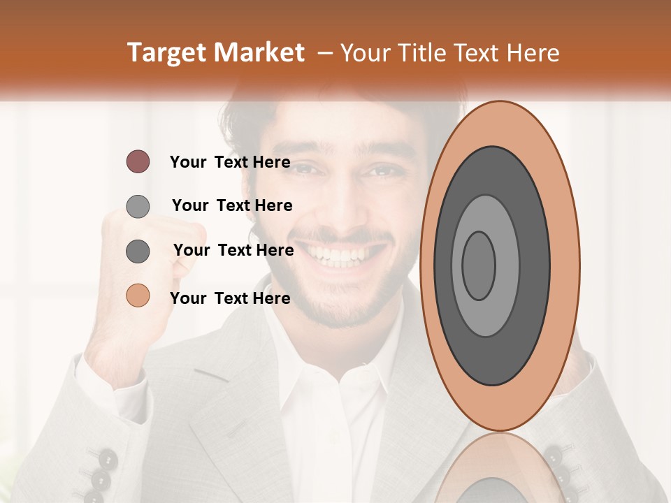 A Man In A Suit Is Holding His Fists Up PowerPoint Template