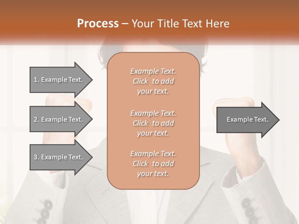 A Man In A Suit Is Holding His Fists Up PowerPoint Template
