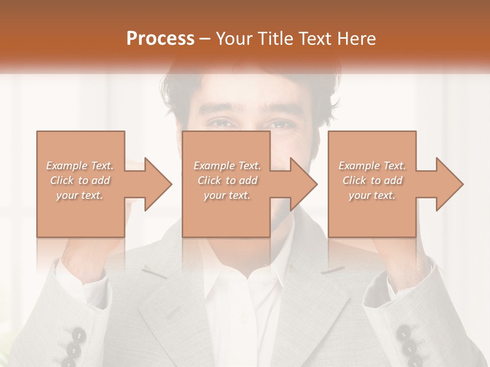 A Man In A Suit Is Holding His Fists Up PowerPoint Template