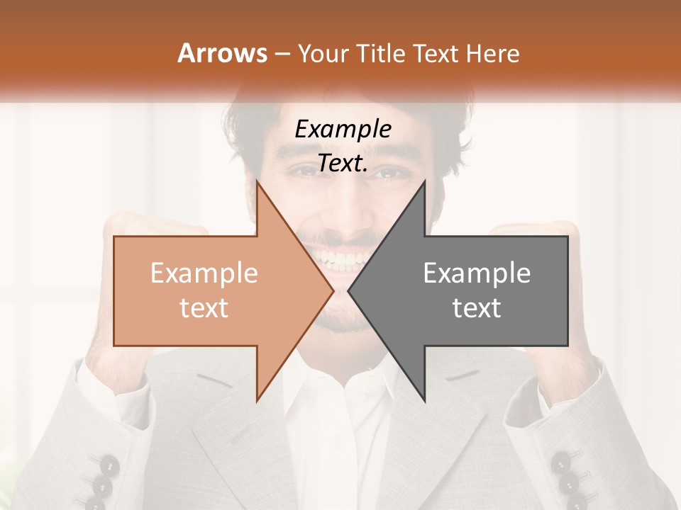 A Man In A Suit Is Holding His Fists Up PowerPoint Template