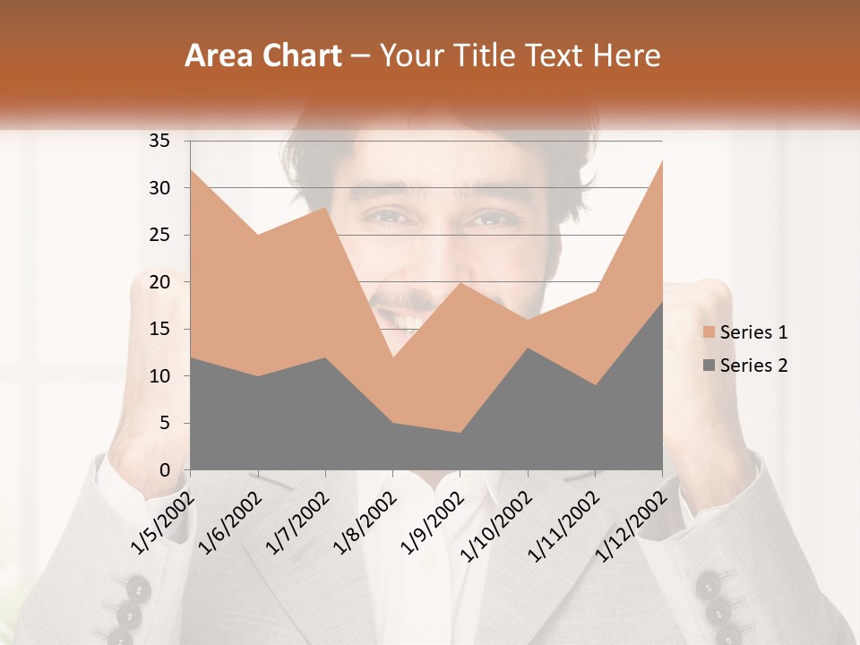 A Man In A Suit Is Holding His Fists Up PowerPoint Template