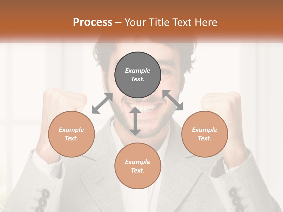 A Man In A Suit Is Holding His Fists Up PowerPoint Template