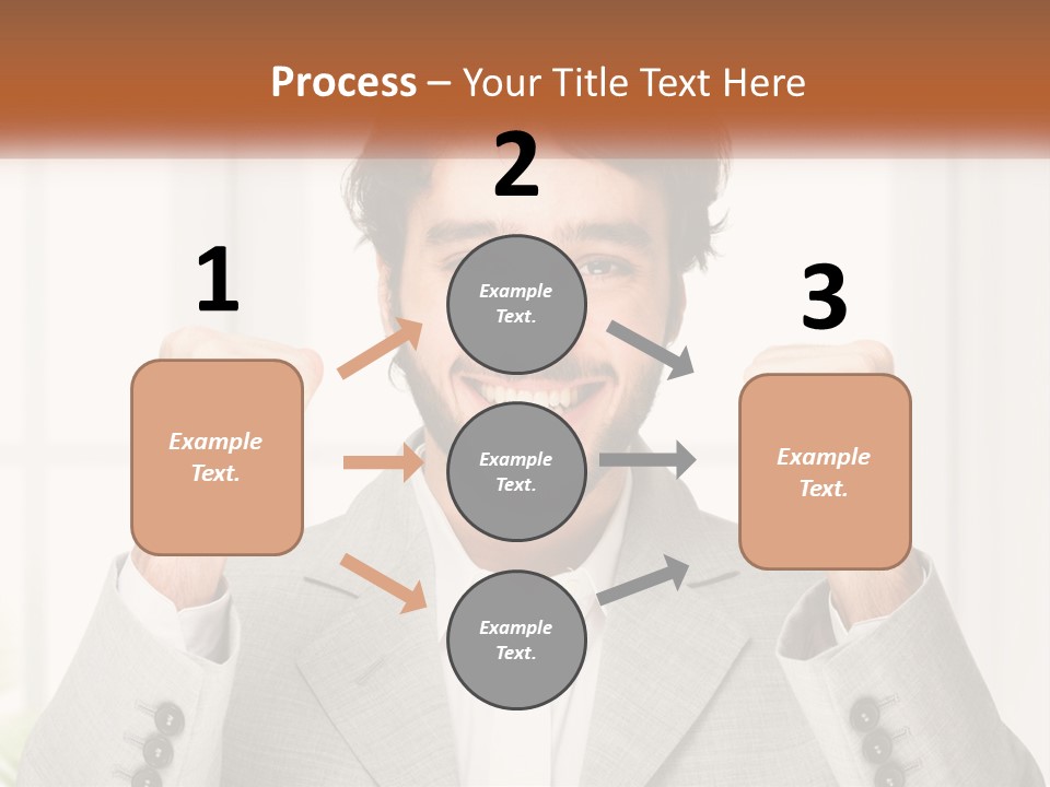 A Man In A Suit Is Holding His Fists Up PowerPoint Template