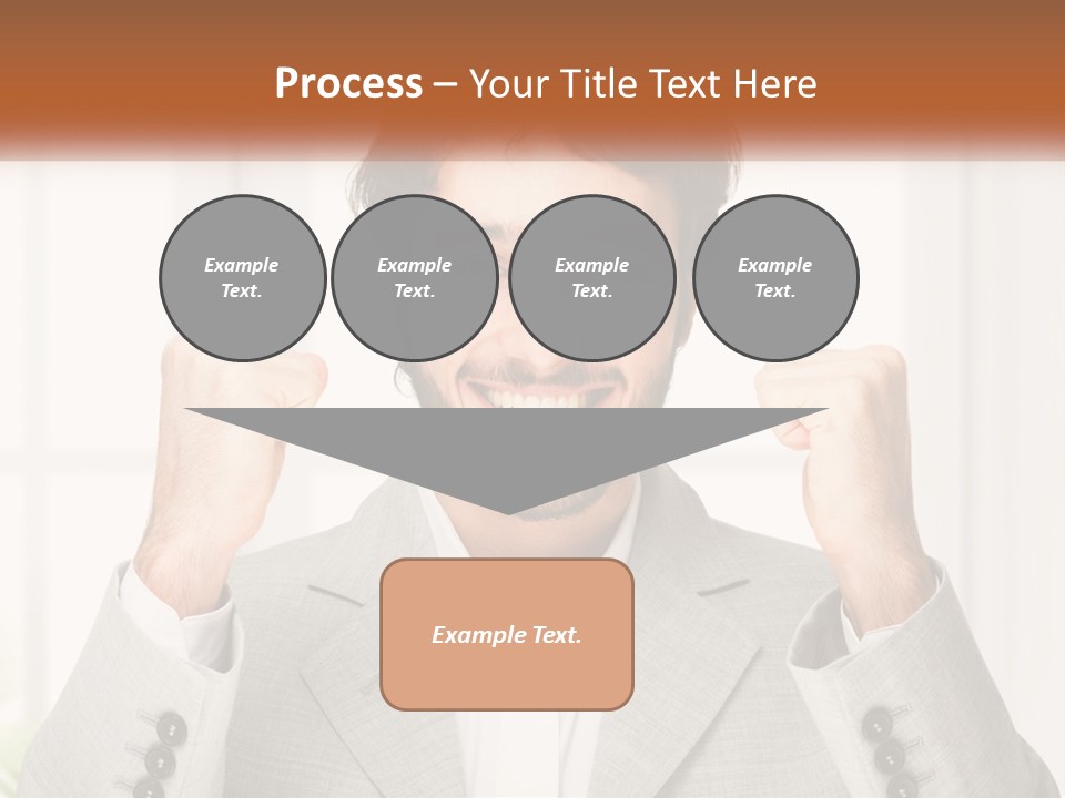 A Man In A Suit Is Holding His Fists Up PowerPoint Template