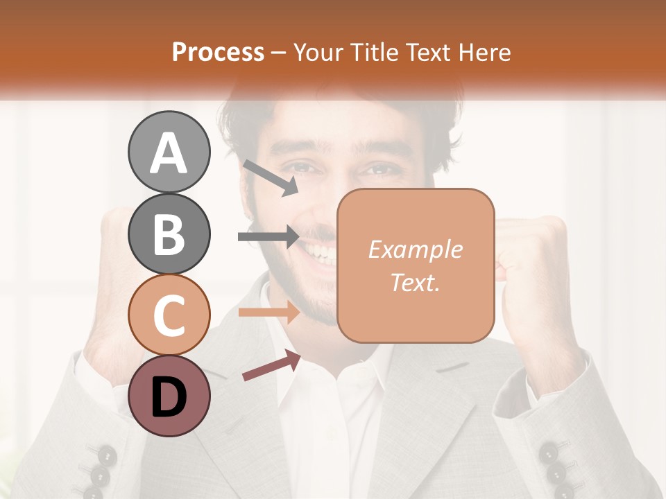 A Man In A Suit Is Holding His Fists Up PowerPoint Template