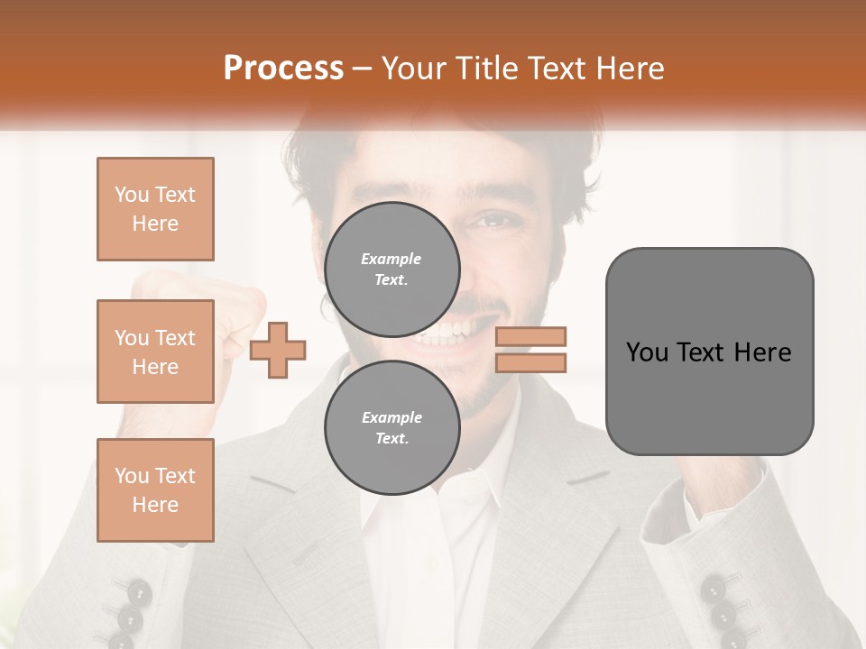 A Man In A Suit Is Holding His Fists Up PowerPoint Template