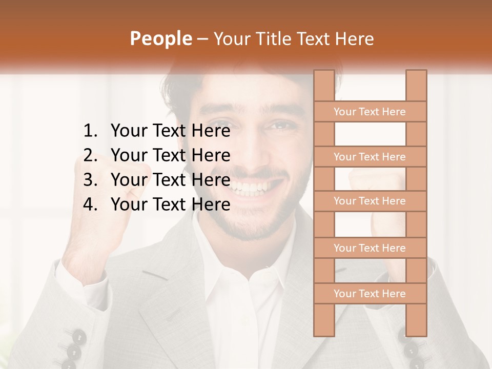 A Man In A Suit Is Holding His Fists Up PowerPoint Template