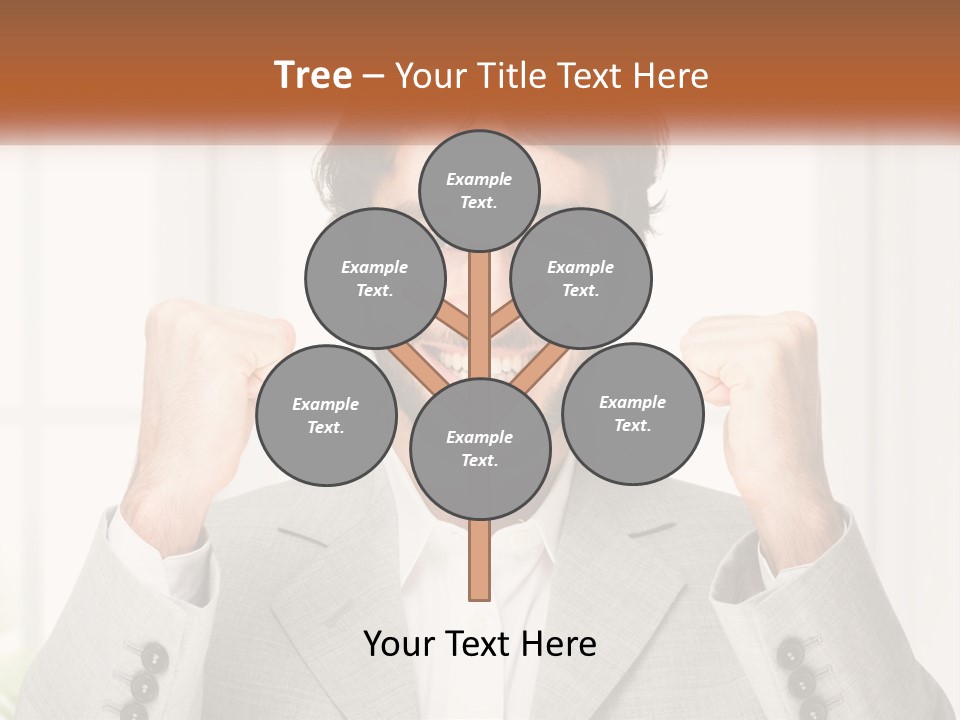 A Man In A Suit Is Holding His Fists Up PowerPoint Template