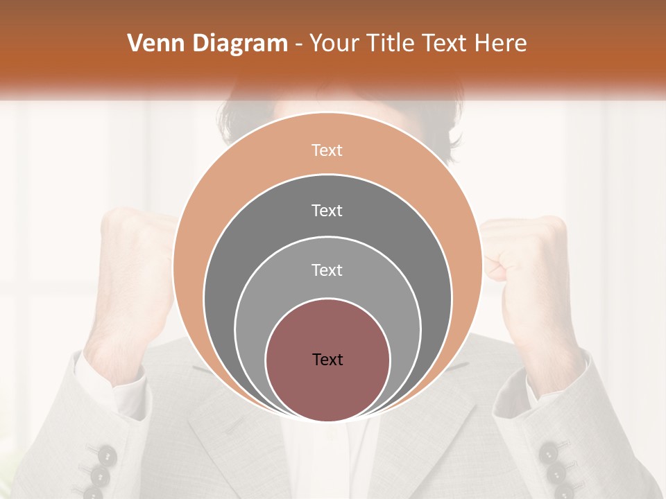 A Man In A Suit Is Holding His Fists Up PowerPoint Template