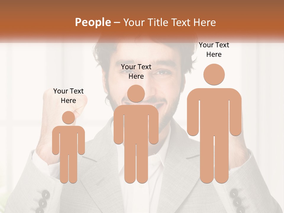 A Man In A Suit Is Holding His Fists Up PowerPoint Template