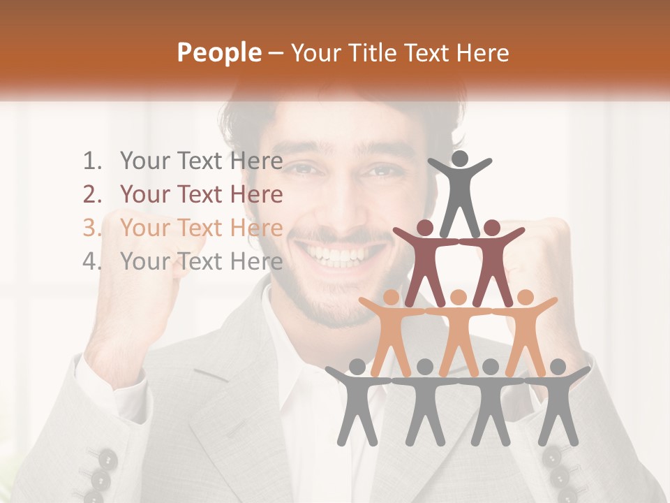 A Man In A Suit Is Holding His Fists Up PowerPoint Template