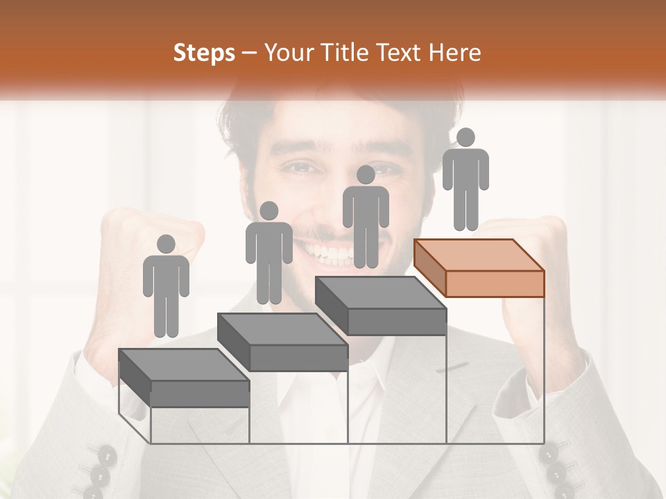 A Man In A Suit Is Holding His Fists Up PowerPoint Template