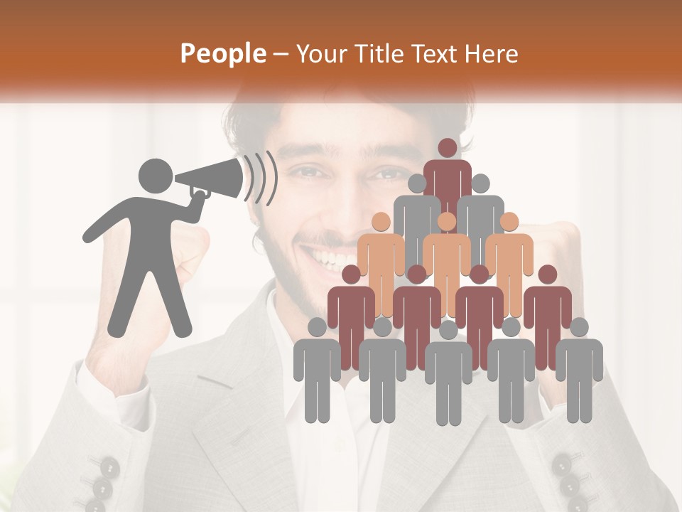 A Man In A Suit Is Holding His Fists Up PowerPoint Template