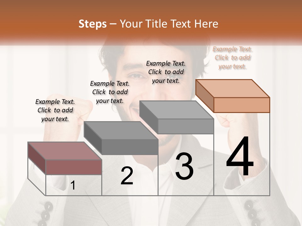 A Man In A Suit Is Holding His Fists Up PowerPoint Template