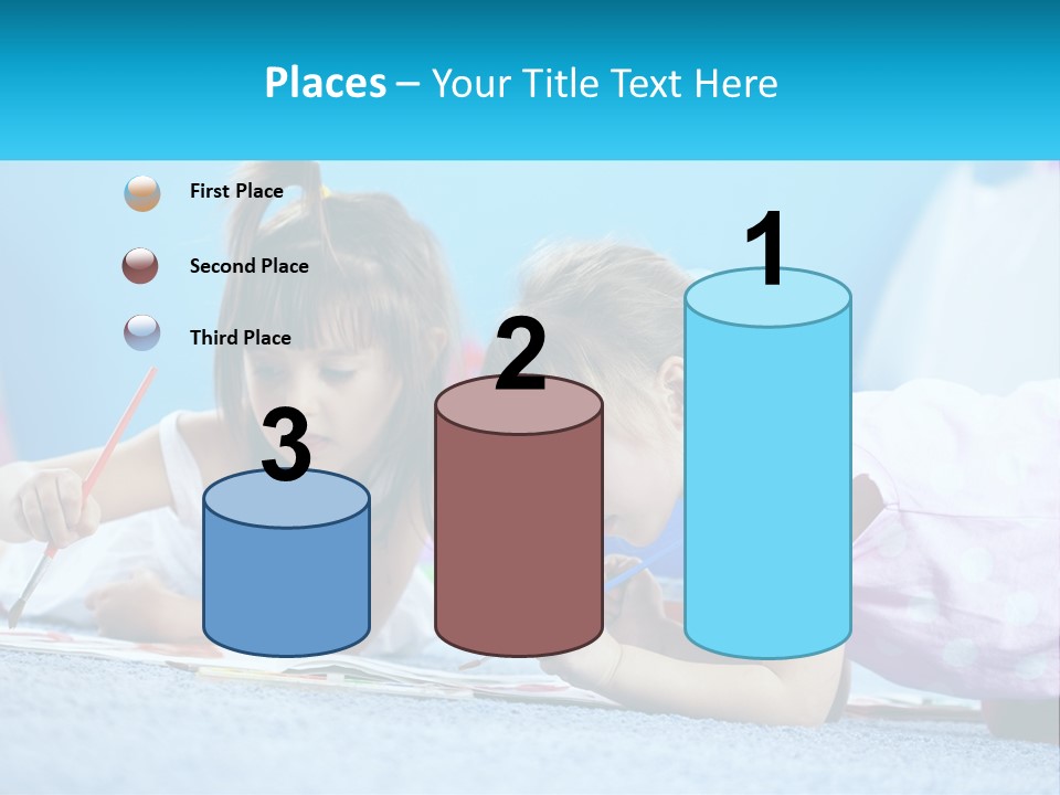 Two Little Girls Laying On The Floor Writing On Paper PowerPoint Template