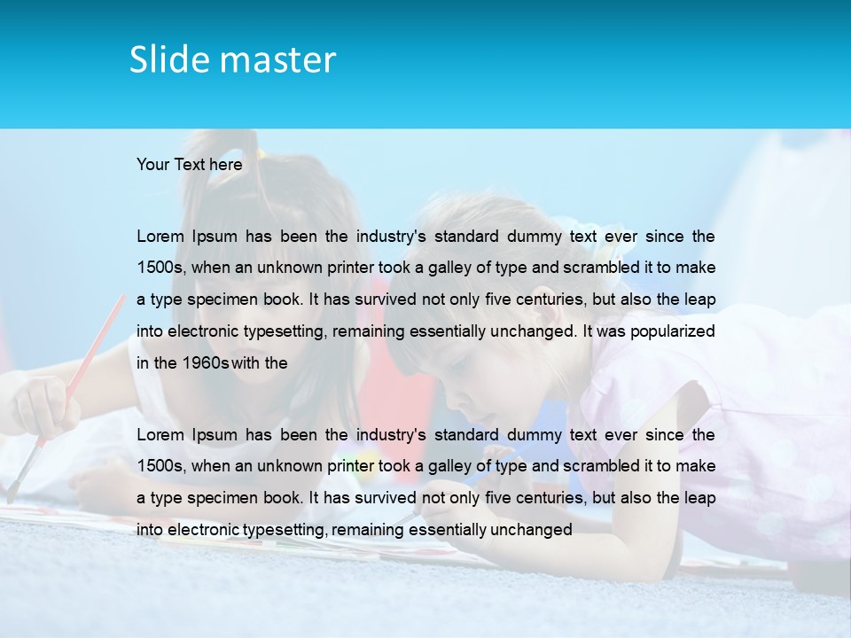 Two Little Girls Laying On The Floor Writing On Paper PowerPoint Template