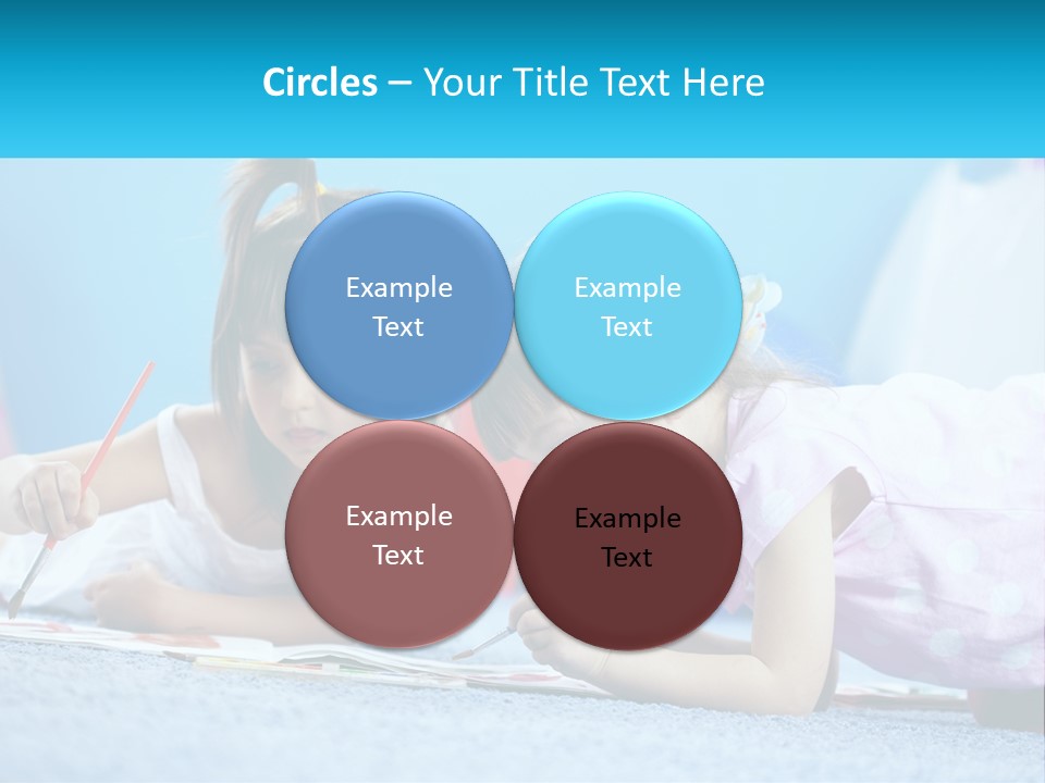 Two Little Girls Laying On The Floor Writing On Paper PowerPoint Template