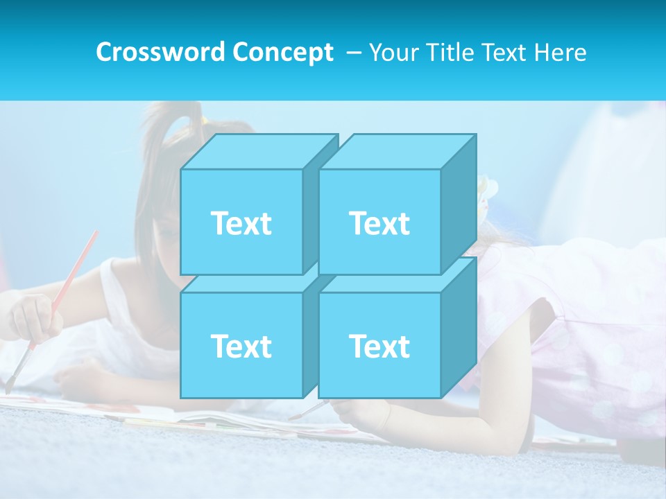 Two Little Girls Laying On The Floor Writing On Paper PowerPoint Template