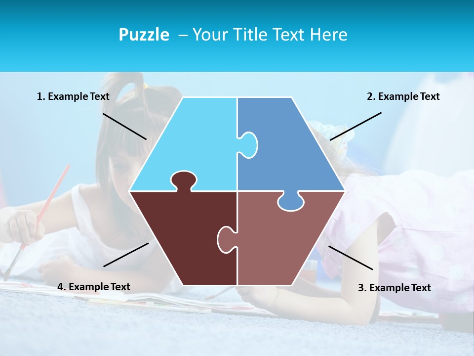 Two Little Girls Laying On The Floor Writing On Paper PowerPoint Template