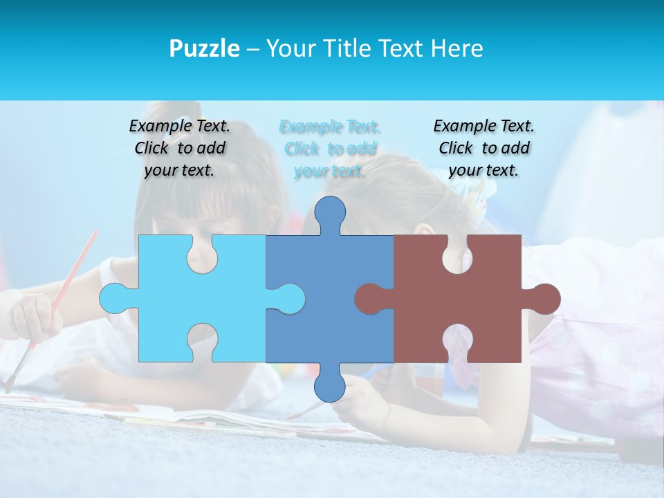 Two Little Girls Laying On The Floor Writing On Paper PowerPoint Template