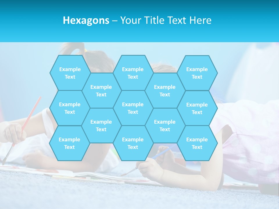 Two Little Girls Laying On The Floor Writing On Paper PowerPoint Template