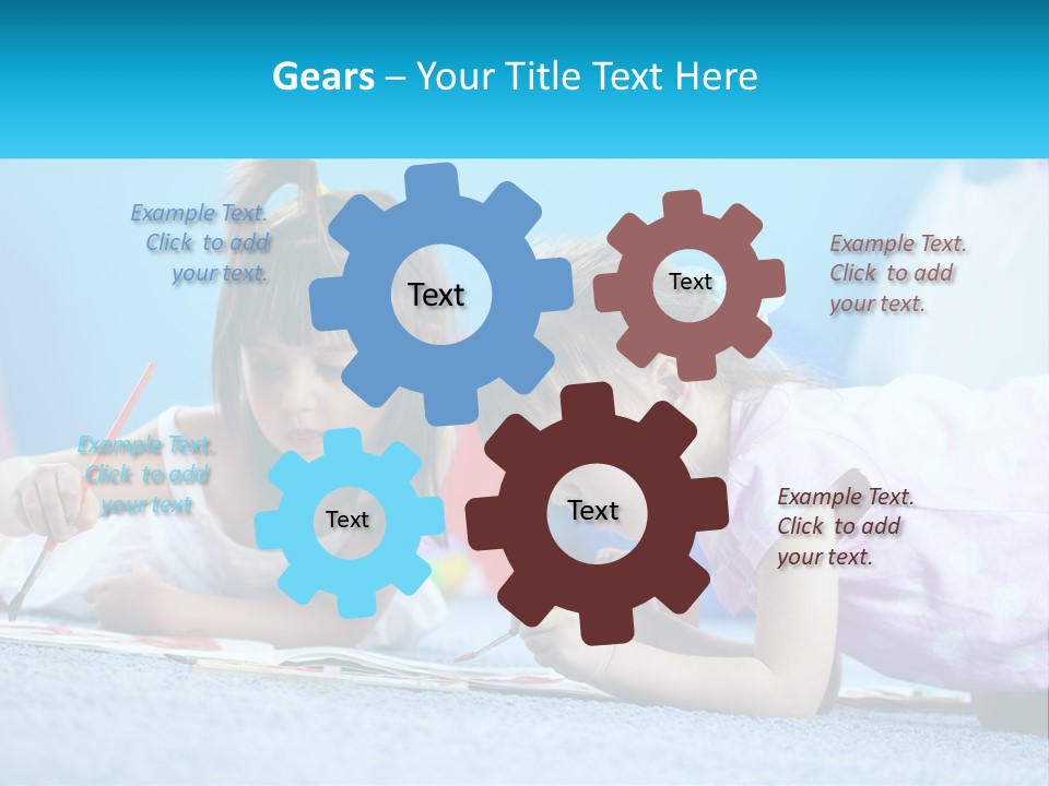 Two Little Girls Laying On The Floor Writing On Paper PowerPoint Template