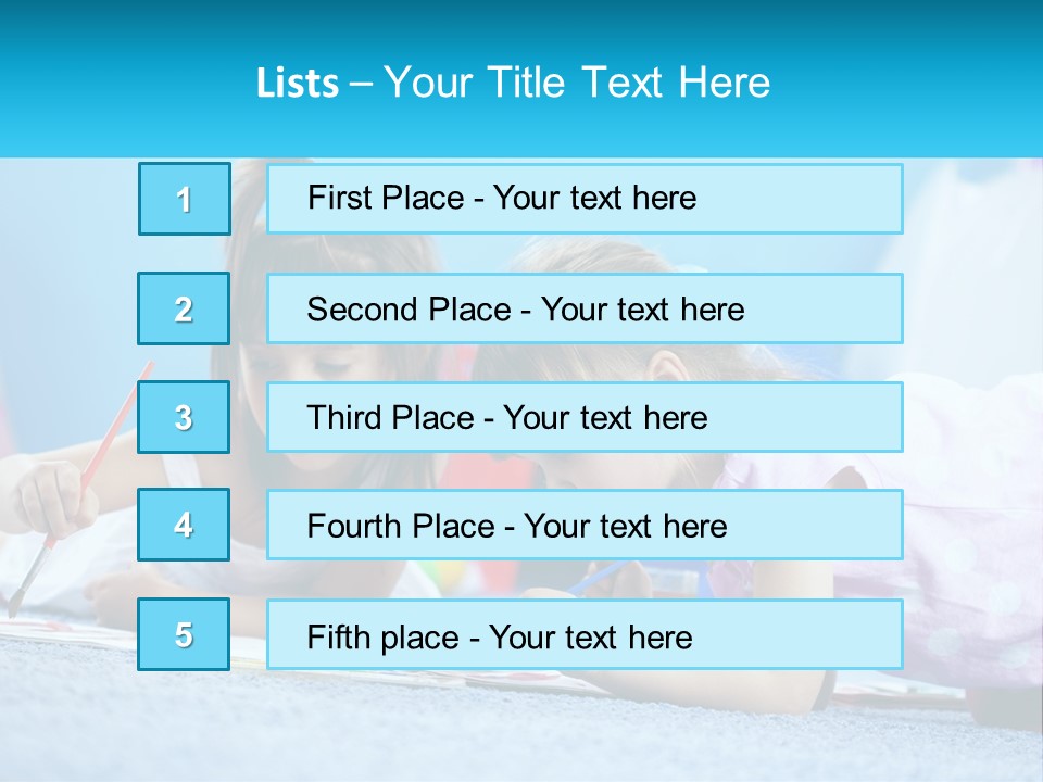 Two Little Girls Laying On The Floor Writing On Paper PowerPoint Template