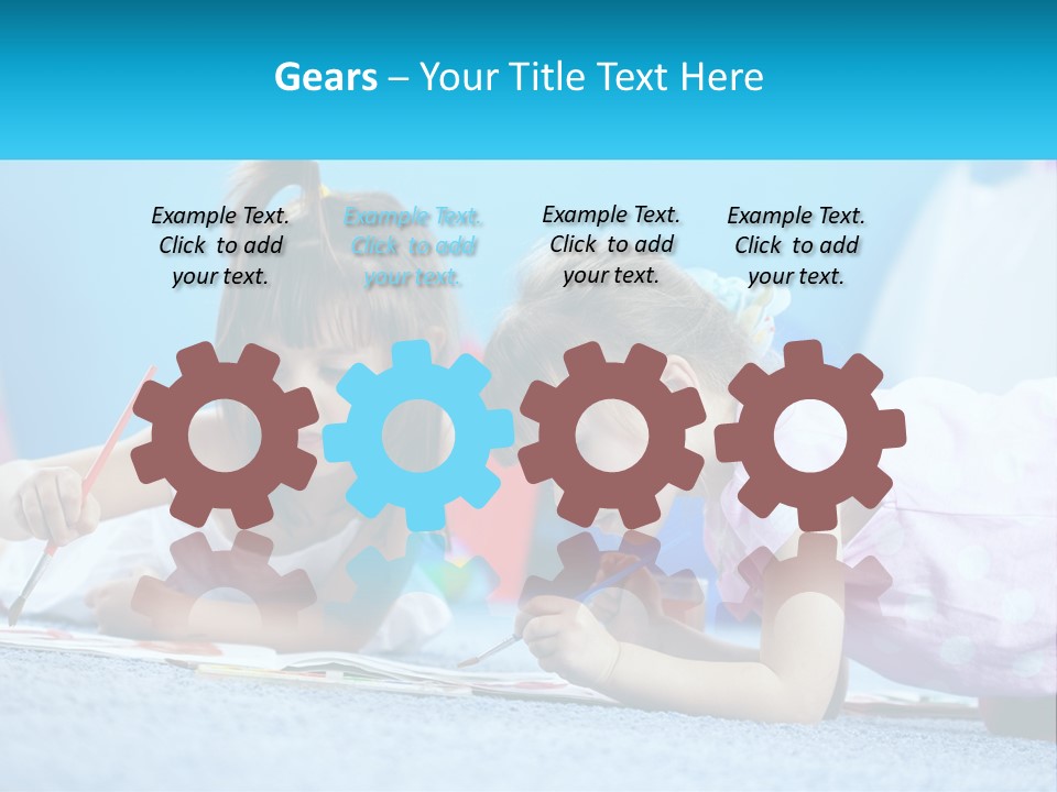 Two Little Girls Laying On The Floor Writing On Paper PowerPoint Template