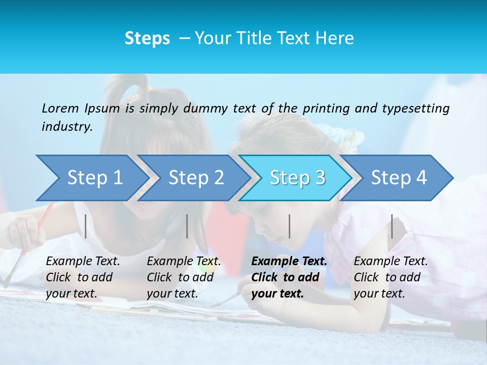 Two Little Girls Laying On The Floor Writing On Paper PowerPoint Template