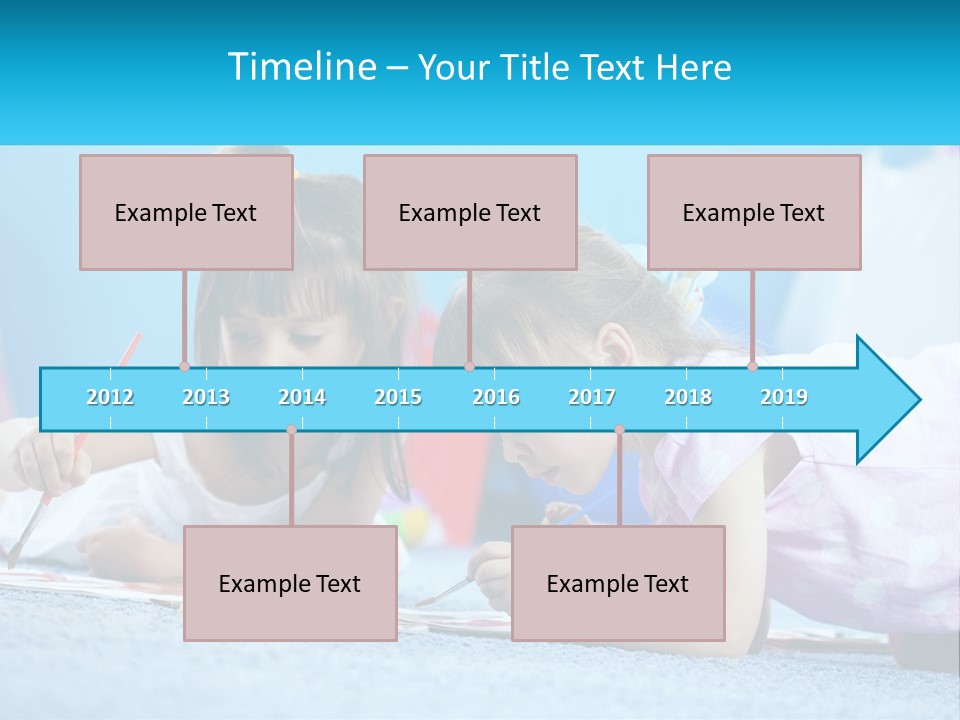 Two Little Girls Laying On The Floor Writing On Paper PowerPoint Template