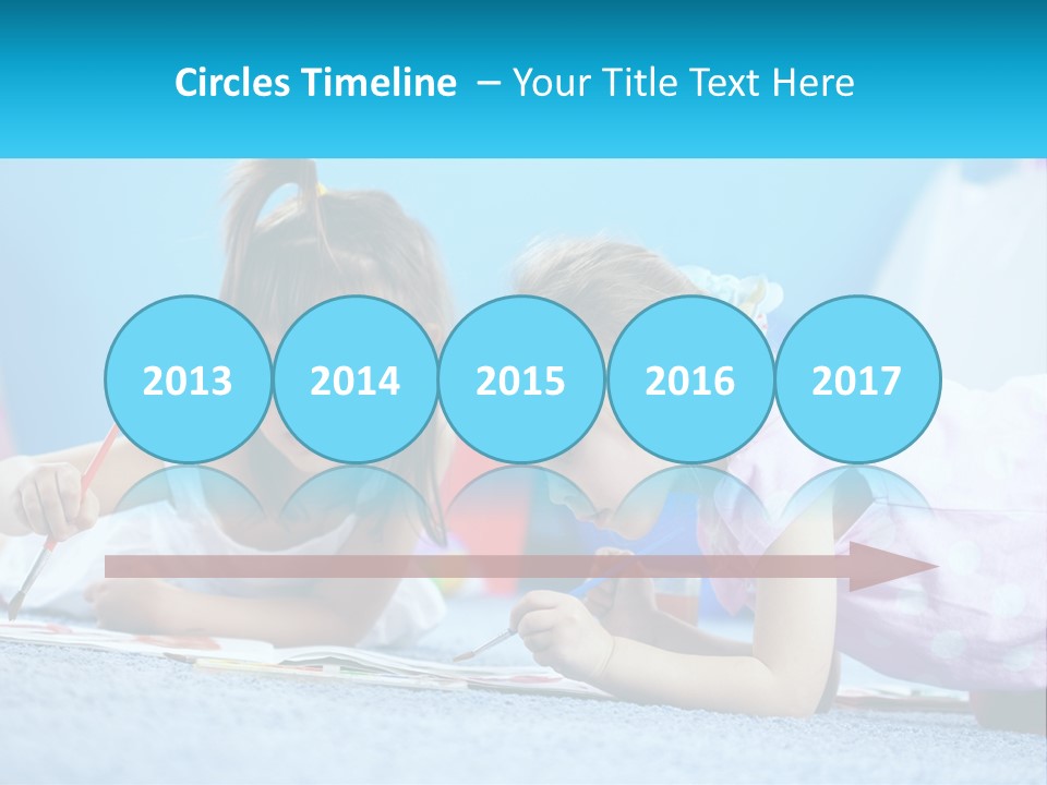 Two Little Girls Laying On The Floor Writing On Paper PowerPoint Template