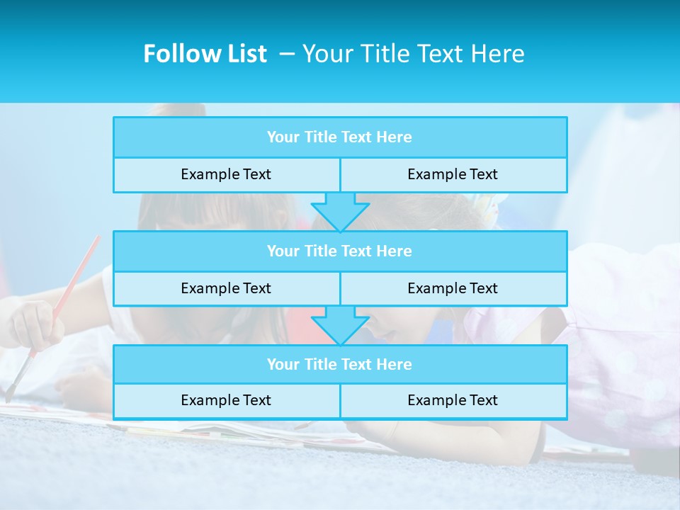 Two Little Girls Laying On The Floor Writing On Paper PowerPoint Template