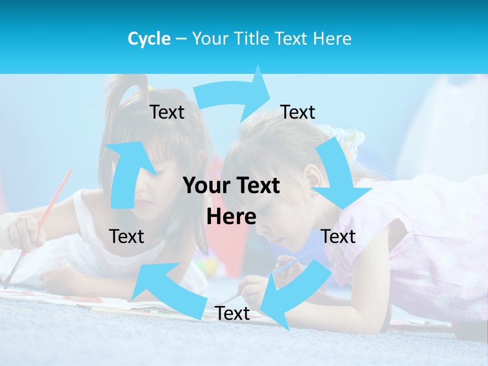 Two Little Girls Laying On The Floor Writing On Paper PowerPoint Template