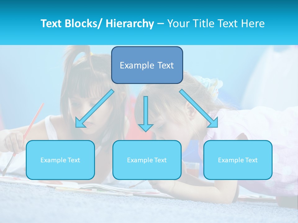 Two Little Girls Laying On The Floor Writing On Paper PowerPoint Template