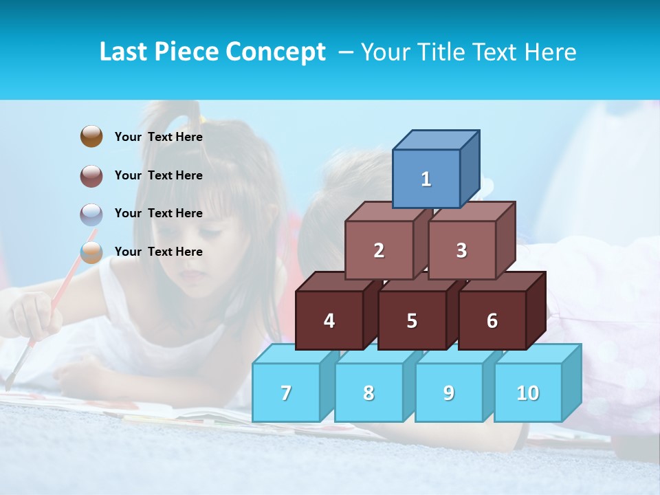 Two Little Girls Laying On The Floor Writing On Paper PowerPoint Template