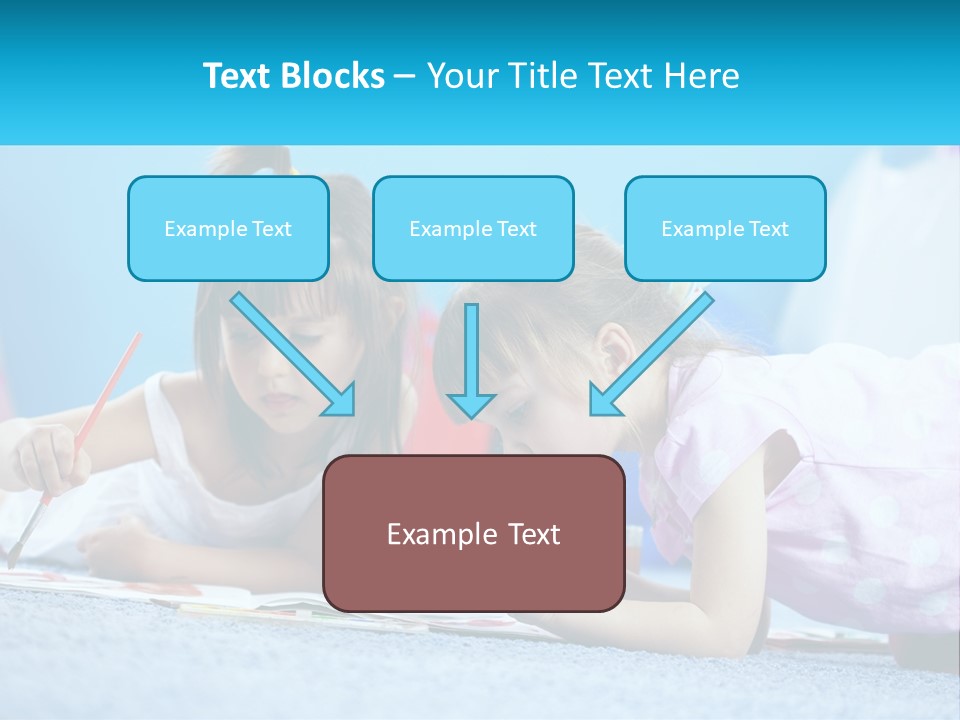 Two Little Girls Laying On The Floor Writing On Paper PowerPoint Template