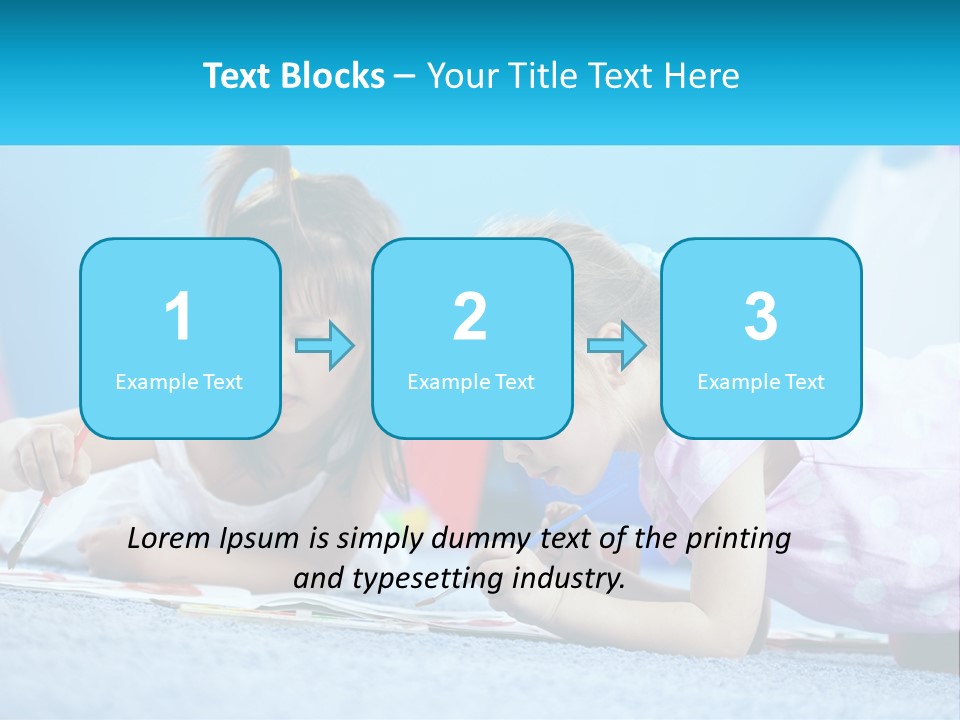 Two Little Girls Laying On The Floor Writing On Paper PowerPoint Template