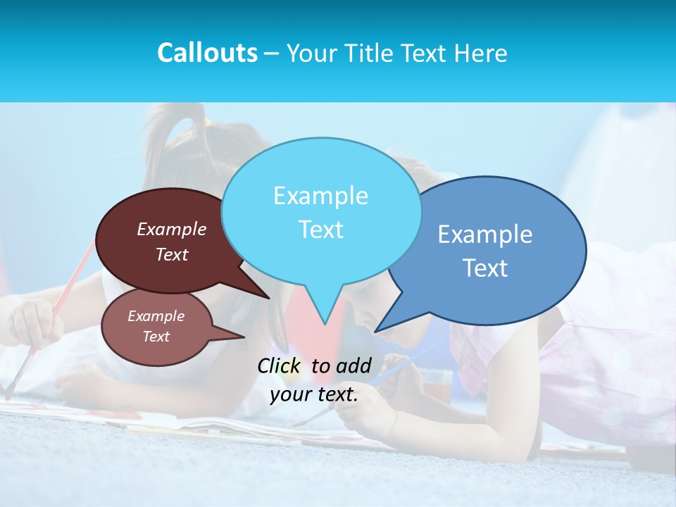 Two Little Girls Laying On The Floor Writing On Paper PowerPoint Template