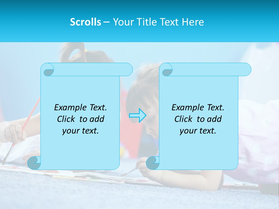 Two Little Girls Laying On The Floor Writing On Paper PowerPoint Template